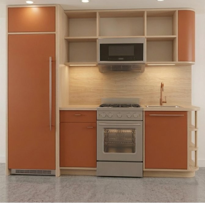 The Tooly kitchen in sunset orange